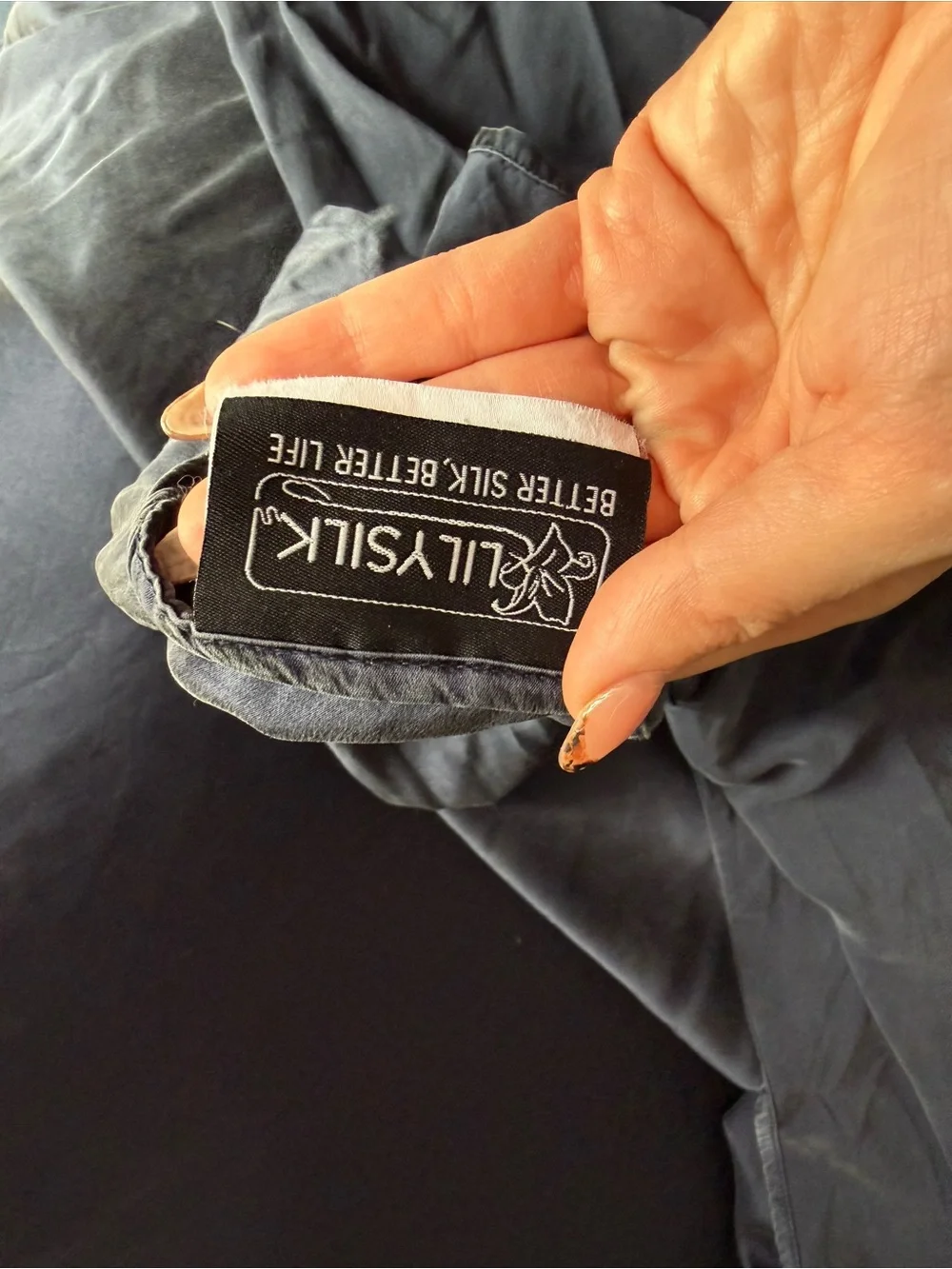Lily Silk 22MM Dark Blue Cal King Silk Flat Sheet and Fitted Sheet